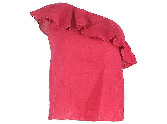 Top de um ombro Etoile Isabel Marant em linho rosa