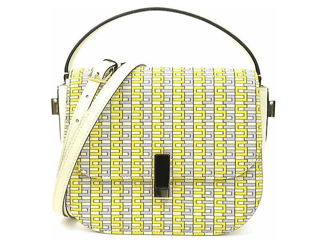 Borsa a tracolla in pelle Valextra Iside Marrone Crudo Giallo