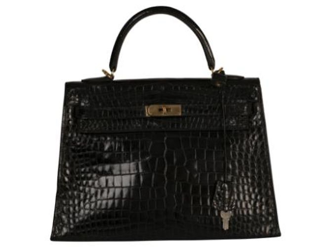 Borsa Hermès, modello Kelly Crocodile Nero.