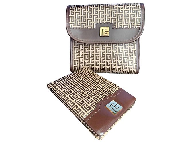 PIERRE BALMAIN Set kleine Lederwaren Braun Dunkelbraun