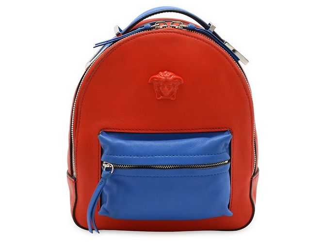 Versace Medusa Mini Leather Backpack Red Blue