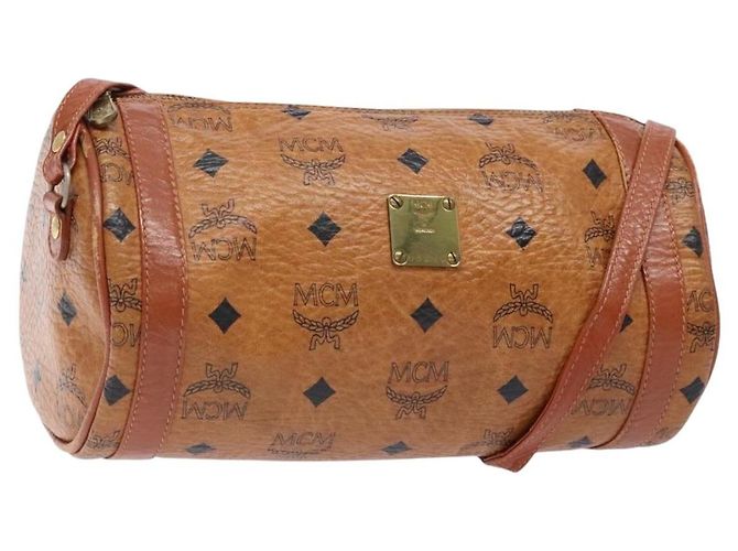 MCM Logogram Vicetos Shoulder Bag PVC Leather Brown Gold Auth th6240