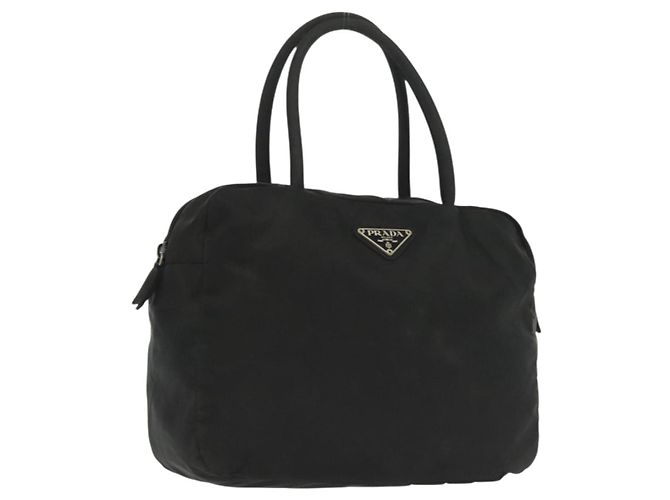 PRADA Borsa a mano in nylon nero argento Auth 137647