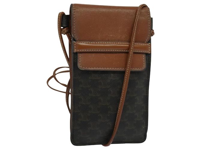Céline CELINE Borsa a spalla per cellulare Triomphe PVC Nera Auth 138351 Nero