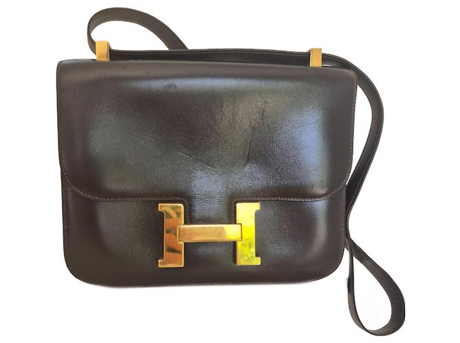 Bolso Hermès Constance 23 de piel Box marrón Marrón oscuro