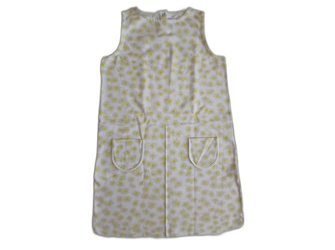 Petit Bateau Weißes Baumwollkleid mit Blumenmuster