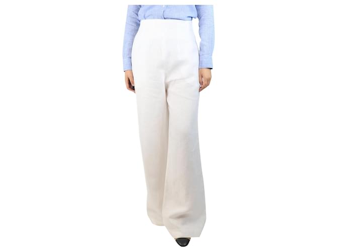 Autre Marque White linen wide-leg trousers - size UK 12  ref.2451676