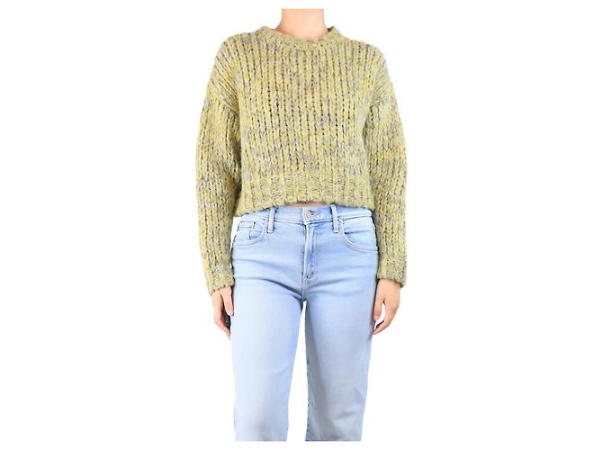 Frame Denim Pull court en maille torsadée vert acide - taille S