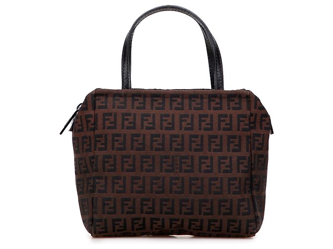 Fendi Braune Mini Zucchino Canvas Handtasche Dunkelbraun