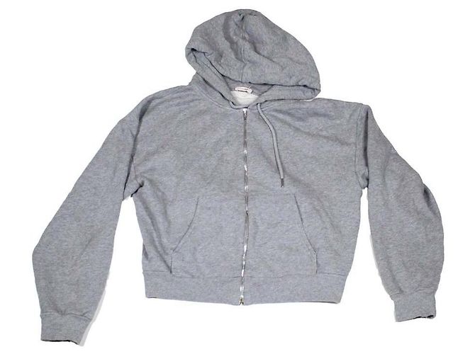 Céline graue Sweatjacke mit Reißverschluss und weißem Logo