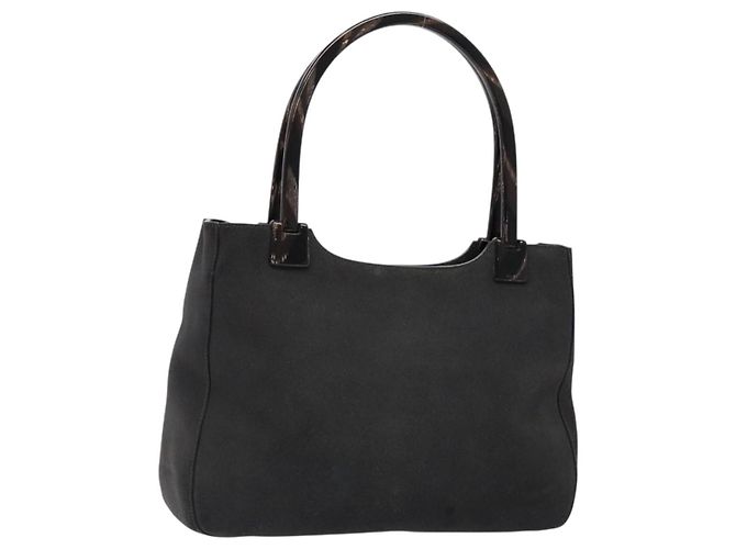 PRADA Tote Bag Wildleder Grau Silber Auth 139262 Braun