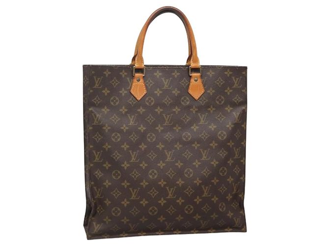 LOUIS VUITTON Monogram Sac Plat Hand Bag M51140 LV Auth 138172