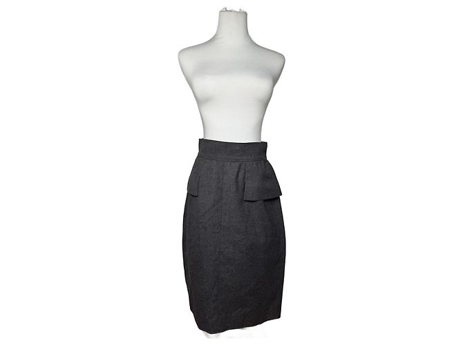 Vintage Chanel Wollrock grau 36/S Anthrazitgrau