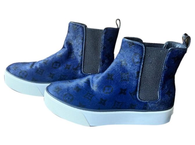 Bota ankle Louis Vuitton em couro de bezerro Azul marinho