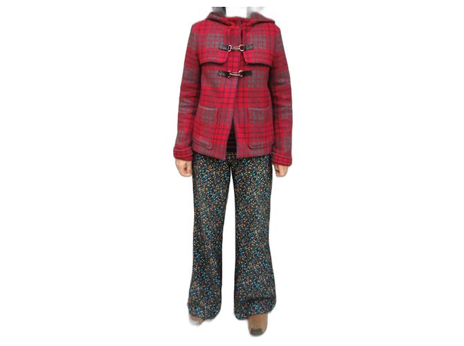 Maje Red Wool Short Coat Size 36