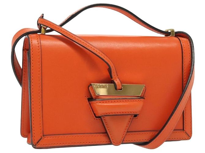 Bolsa de Ombro LOEWE Barcelona em Couro Laranja Auth BA4778