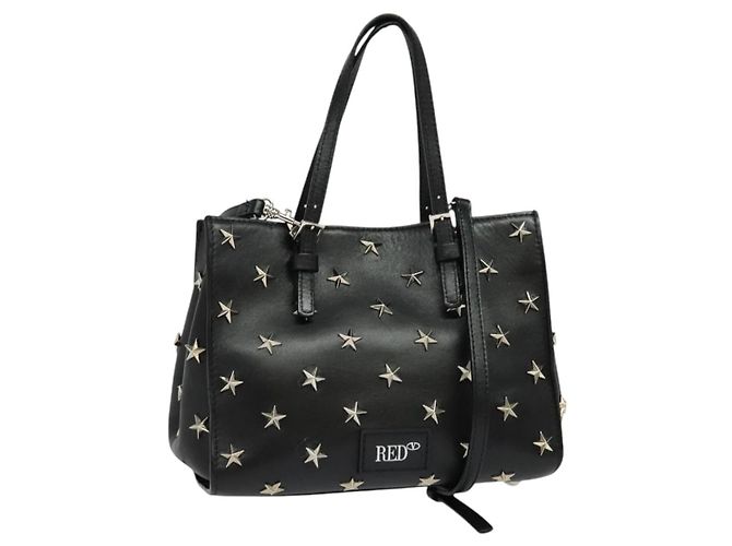 Valentino Studs Handtasche aus Leder 2-Wege Schwarz Silber Authentisch bs28756