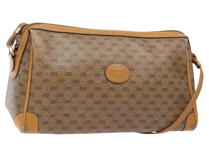 Gucci Borsa a Spalla Micro GG Supreme PVC Beige Oro Auth bs28631 D'oro