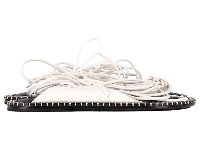 Ann Demeulemeester Self-Tie Flat Sandals in White Leather