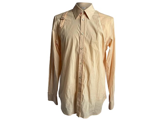 Camisa de popeline com arnês Alexander McQueen em algodão laranja Coral