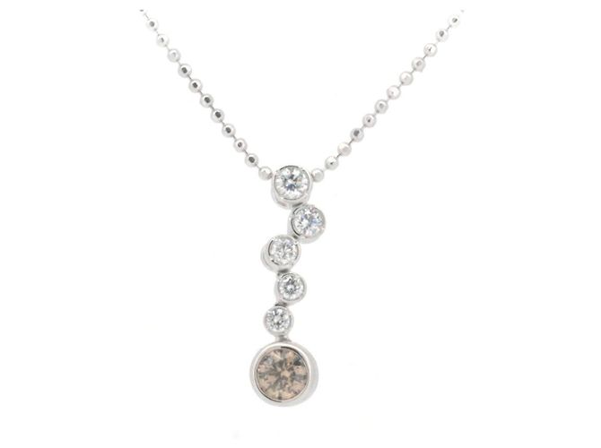Autre Marque Kashikey PT900 PT850 Diamant-Halskette Silber