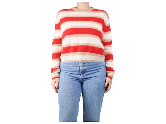 Autre Marque Red and cream striped cashmere jumper - size M  ref.2453460