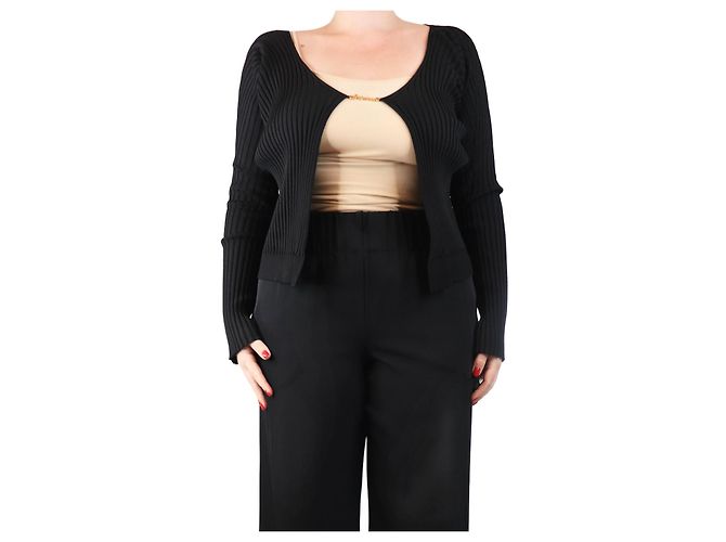 Jacquemus Schwarze gerippte cropped Strickjacke - Größe UK 14