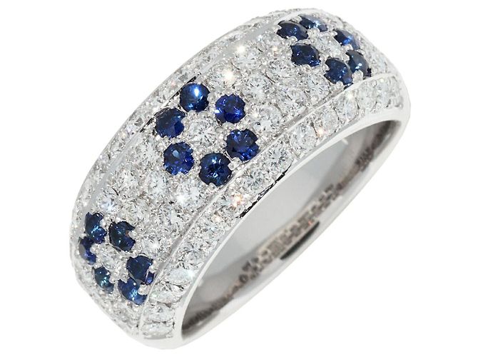 Autre Marque Pt900 Saphir-Diamant-Ring Blau