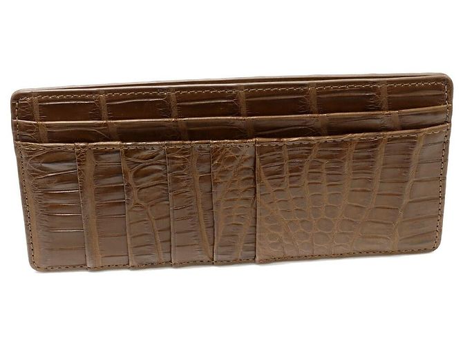 Autre Marque Cartera larga con cremallera de cocodrilo mate con monedero Bronce