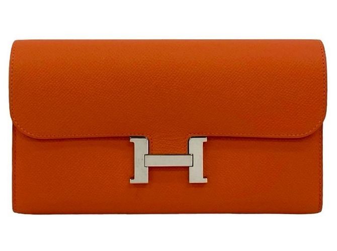Hermès Hermes Constance Long Wallet in Orange Epsom Leather