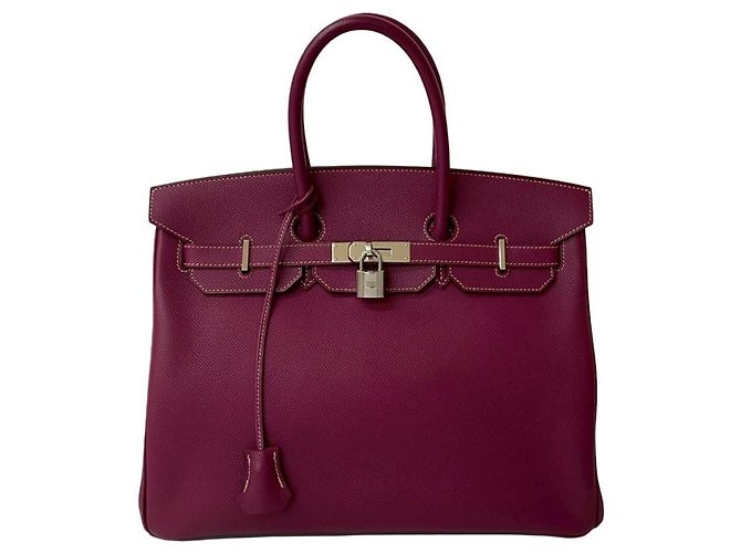 Bolsa Hermès Birkin 35 em couro Epsom Roxo