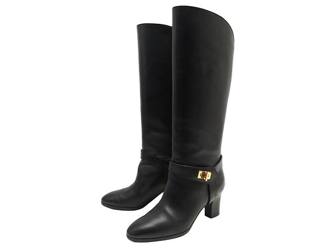 GIVENCHY EDEN HIGH HEEL BOOTS 36 AUS SCHWARZEM LEDER HOHE STIEFEL BOX
