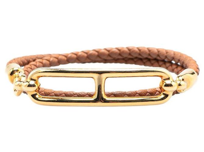 Pulsera de cuero Roulis Doble Tour Hermès Castaño