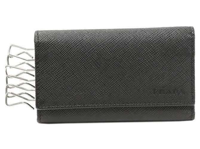 Prada Saffiano Calf 6 Key Case Black