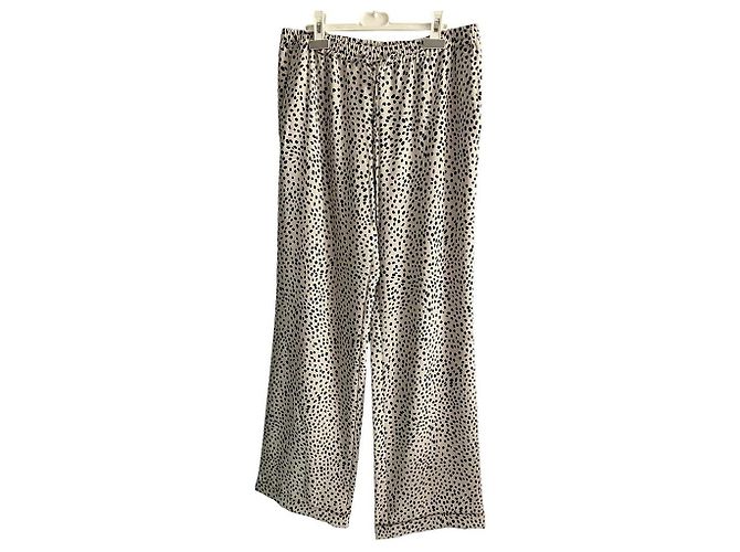 Max Mara Hose Beige aus Polyester mit schwarzen Streifen