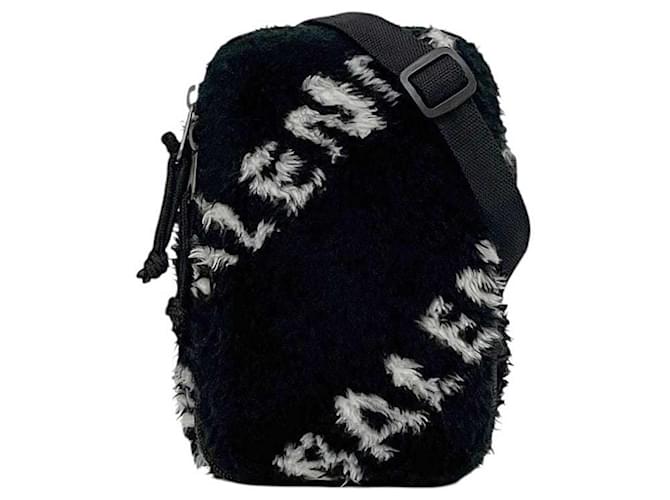 Everyday Balenciaga Explorer Shoulder Bag Black Fur Nylon  ref.2455784