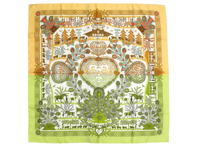 Carré 90 Decoupages en Soie Découpée Hermès Multicolore  ref.2455848