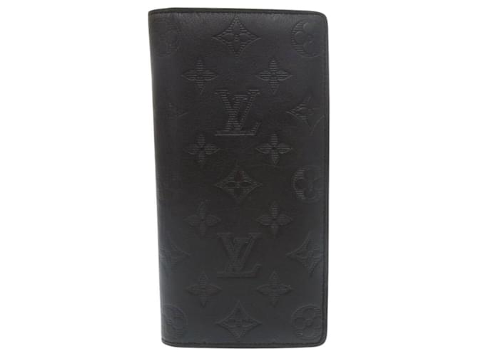 Louis Vuitton Portefeuille Brazza Monogram Shadow Long Wallet Black Cloth  ref.2455882
