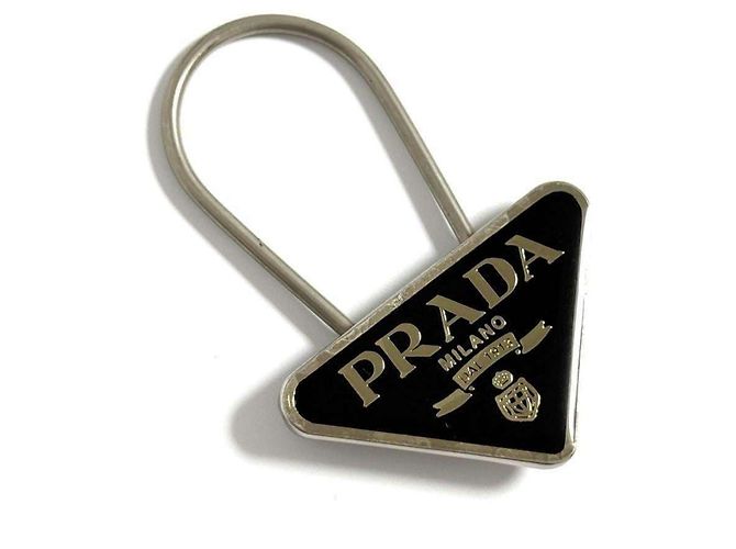 Prada Men's Triangle Logo Keychain