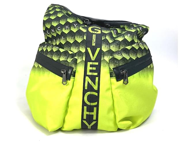 Givenchy Logo Backpack Black Yellow Nylon  ref.2456398