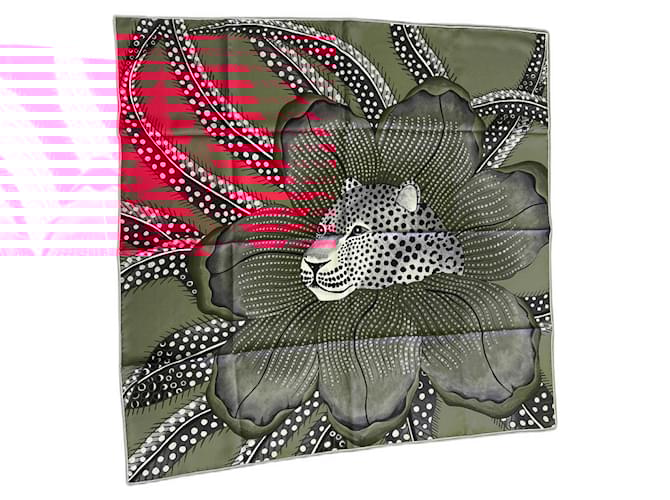 Hermès 90 cm silk scarf "Baobab Cat" by Ardmore Artists Pink Fuschia  ref.2456411