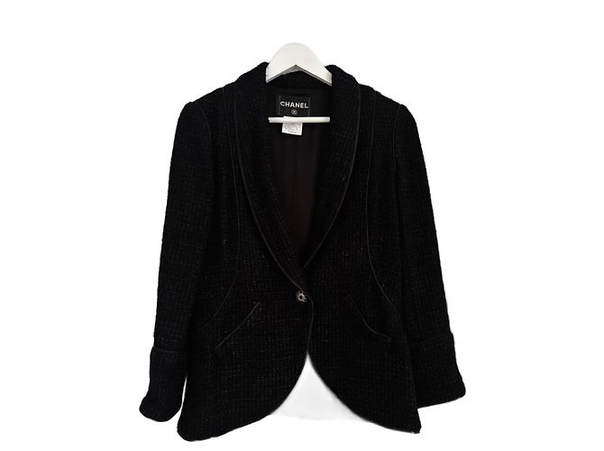 Chanel Schwarzer Blazer Größe 38 