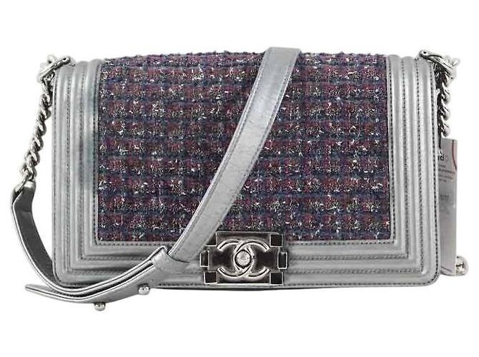Chanel Graue Tweed-Schultertasche