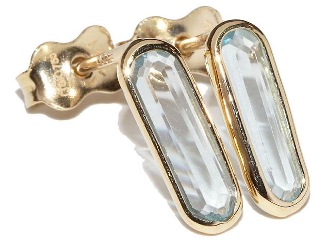 Autre Marque Pendientes de topacio azul Au750