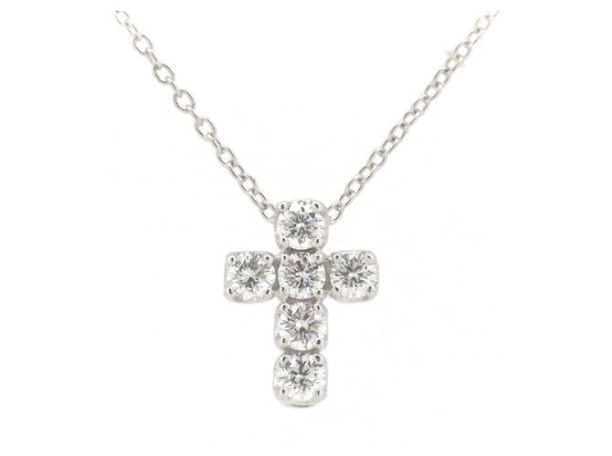 Autre Marque Ponte Vecchio Diamant Kreuz Halskette Au750 Silber