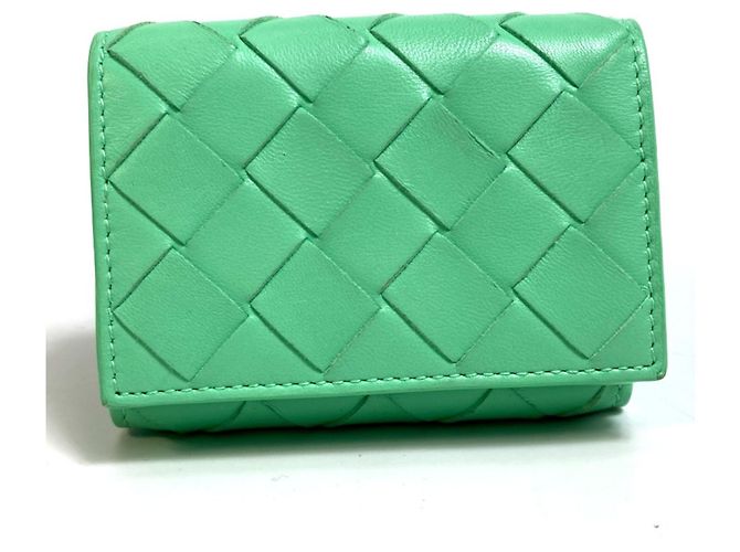 Cartera Tri-fold Tiny Intrecciato Bottega Veneta Verde