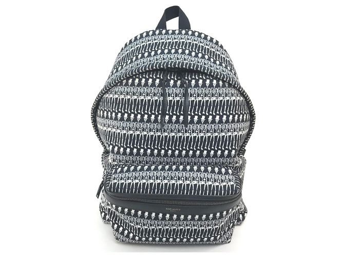 Yves Saint Laurent Skull Print Canvas Backpack