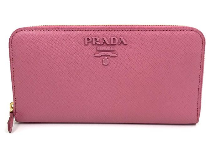 Prada Saffiano Leather Long Wallet Pink