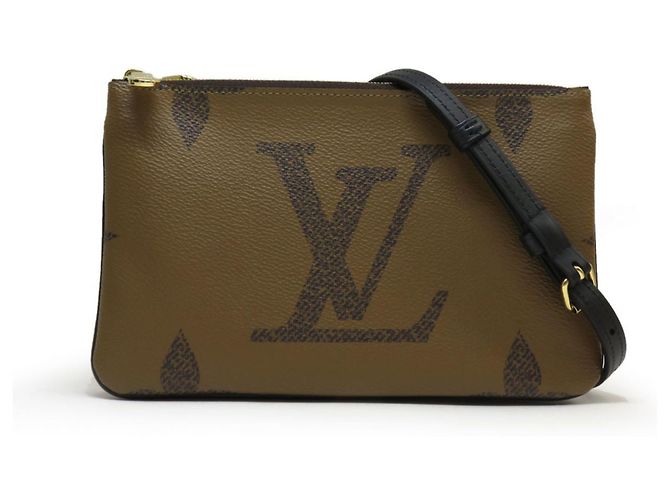 Pochette Double Zip Monogram Géant Louis Vuitton Marron Monogramme