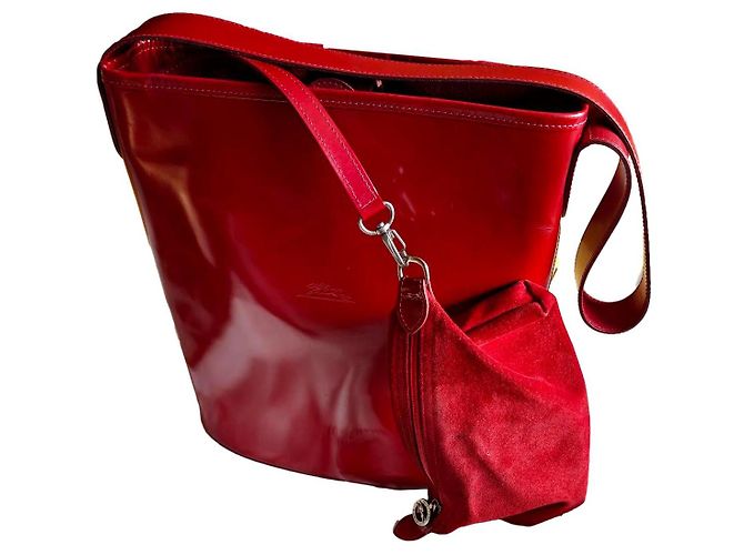 Bolsa de ombro Longchamp em couro vermelho